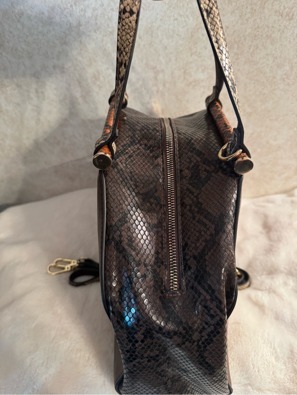 A New Day Tote with Snake-Print Trim Faux Snake - Picture 4 of 5